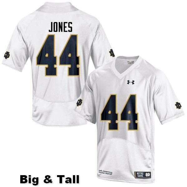 Men's NCAA Notre Dame Fighting Irish #44 Jamir Jones Stitched College Under Armour Authentic White Big & Tall Football Jersey ME10D50OB